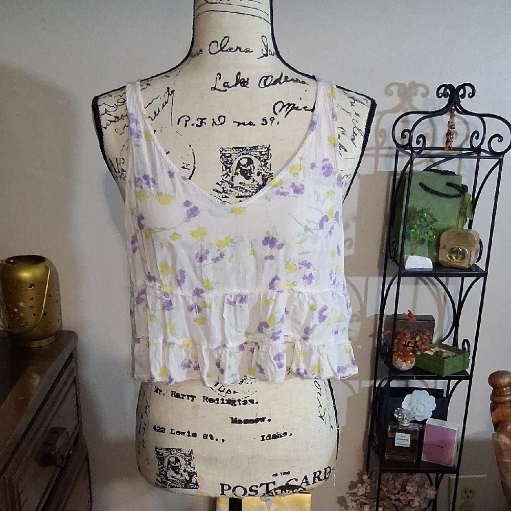 Free People Floral Ruffle Women’s Crop Top XS